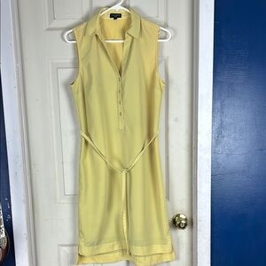 Yellow Sleeveless Polo Collar Sheath Dress
